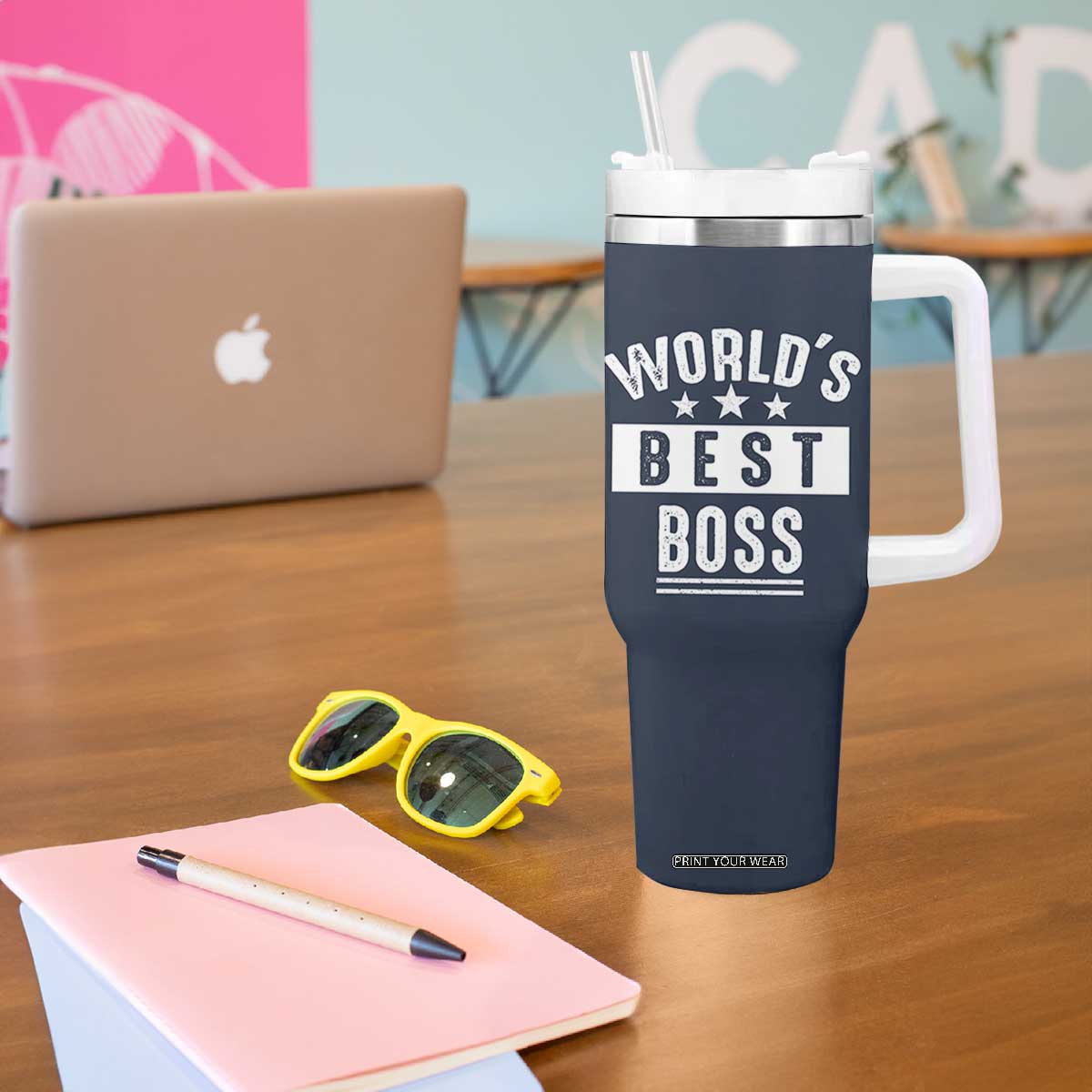 World's Best Boss Tumbler With Handle Gifts for Office Male Female Bosses Coworkers Leaders Managers TB10 Print Your Wear