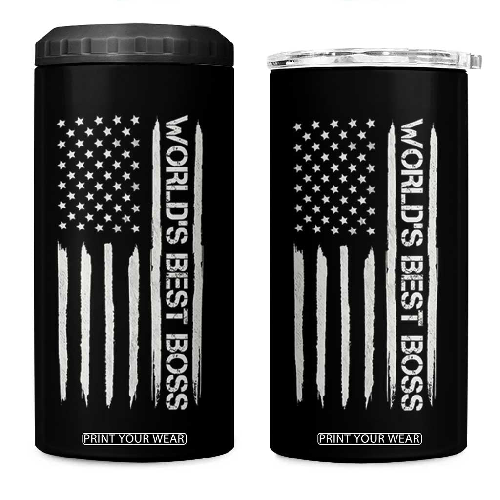 World's Best Boss 4 in 1 Can Cooler Tumbler Gifts for Office Male Female Bosses Coworkers American Flag TB10 One Size: 16 oz Black Print Your Wear