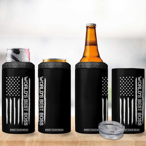 World's Best Boss 4 in 1 Can Cooler Tumbler Gifts for Office Male Female Bosses Coworkers American Flag TB10 Print Your Wear