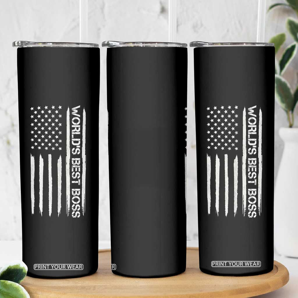 World's Best Boss Skinny Tumbler Gifts for Office Male Female Bosses Coworkers American Flag TB10 Print Your Wear