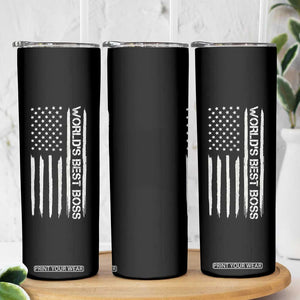 World's Best Boss Skinny Tumbler Gifts for Office Male Female Bosses Coworkers American Flag TB10 Print Your Wear