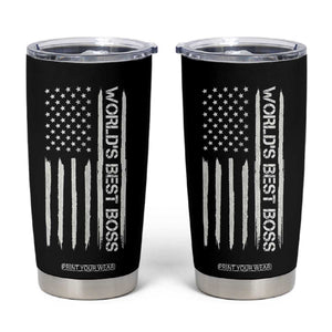 World's Best Boss Tumbler Cup Gifts for Office Male Female Bosses Coworkers American Flag TB10 Black Print Your Wear