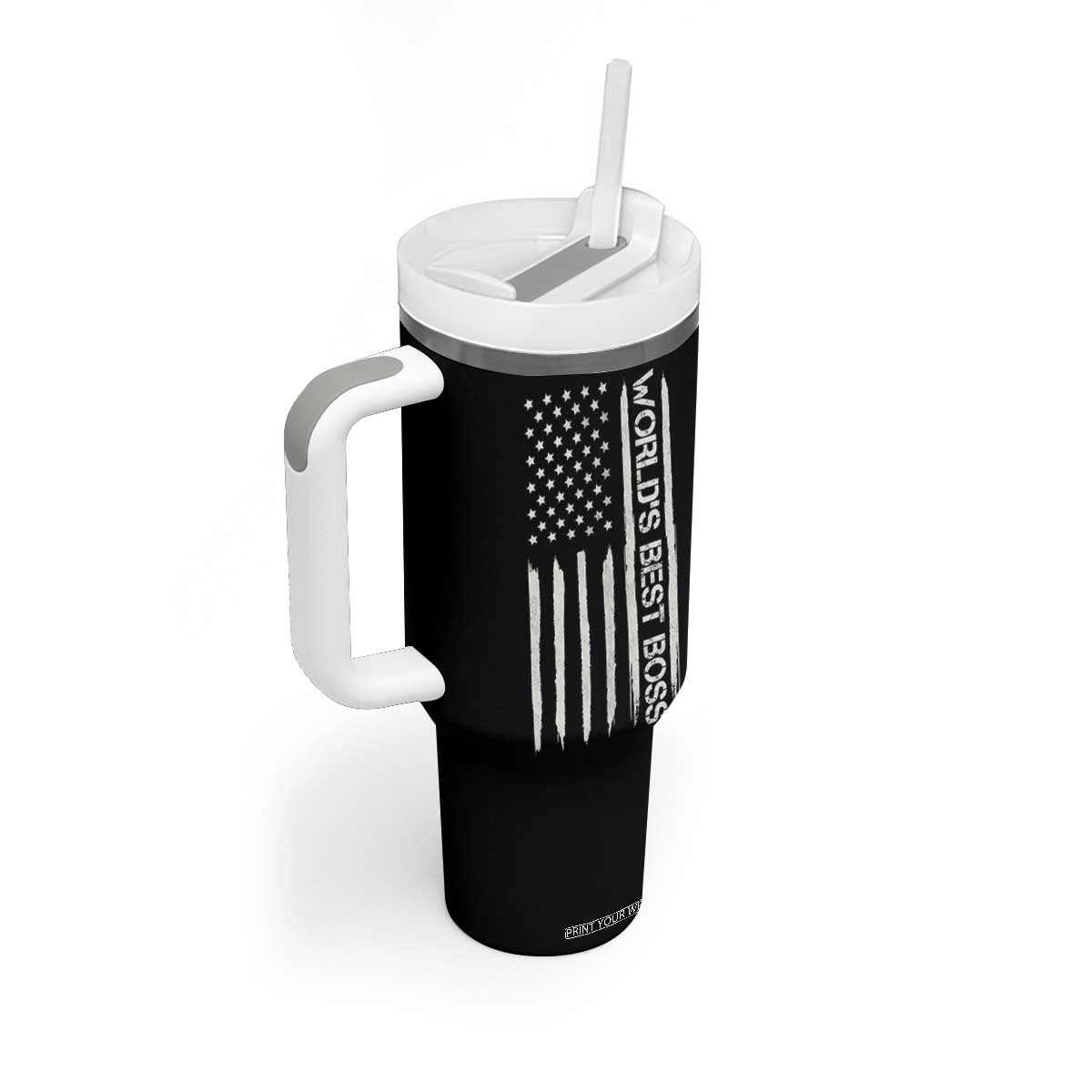 World's Best Boss Tumbler With Handle Gifts for Office Male Female Bosses Coworkers American Flag TB10 Print Your Wear