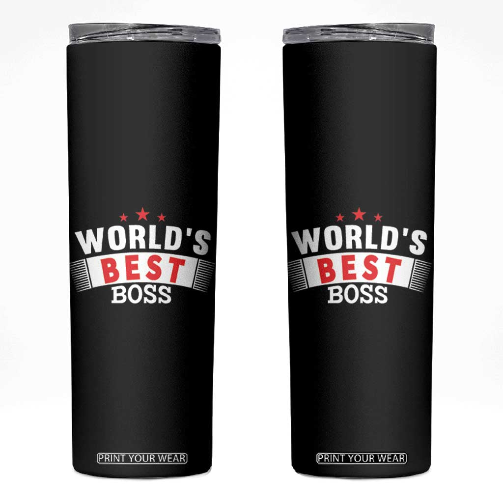 Worlds Best Boss Skinny Tumbler Gifts for Office Bosses Coworkers Leaders Managers TB10 Black Print Your Wear