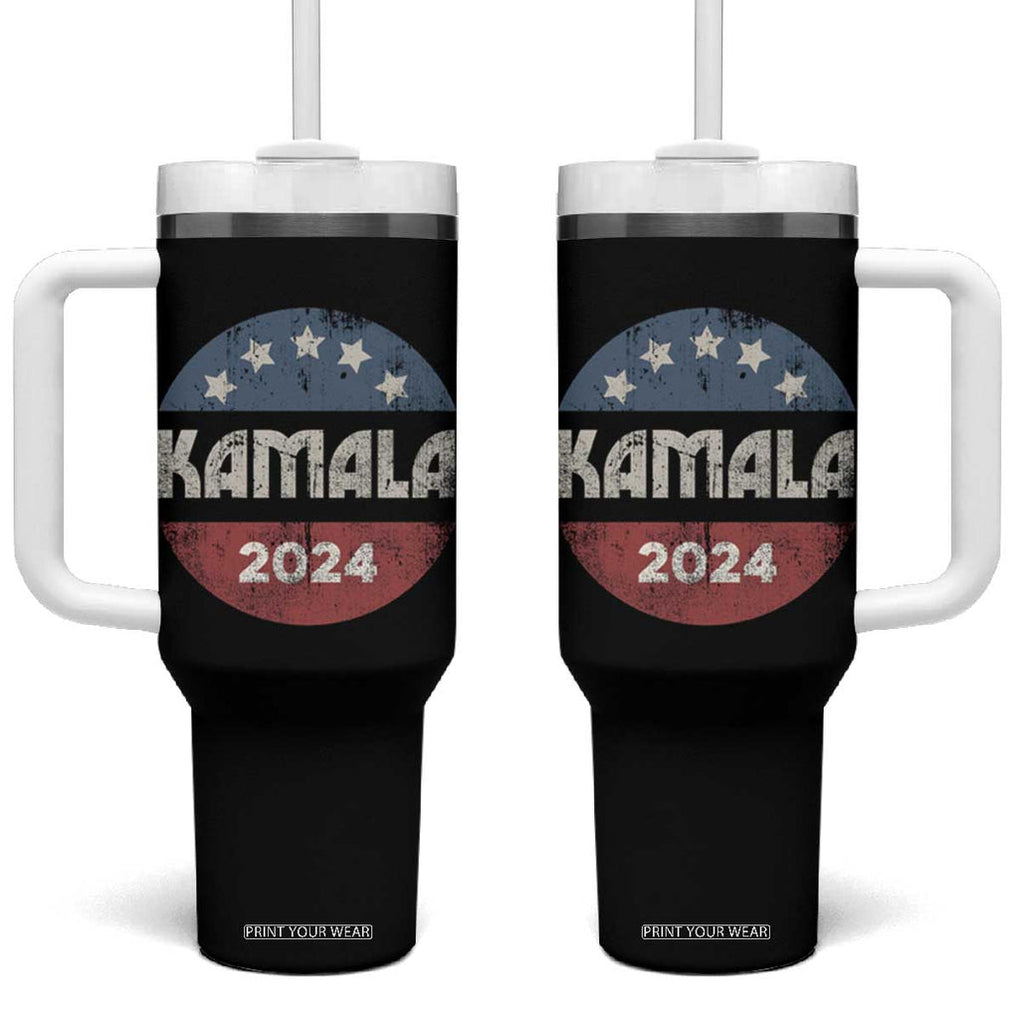 Kamala 2024 Tumbler With Handle Retro Campaign Button Madam President TB10 One Size: 40 oz Black Print Your Wear