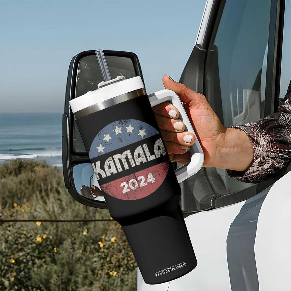 Kamala 2024 Tumbler With Handle Retro Campaign Button Madam President TB10 Print Your Wear