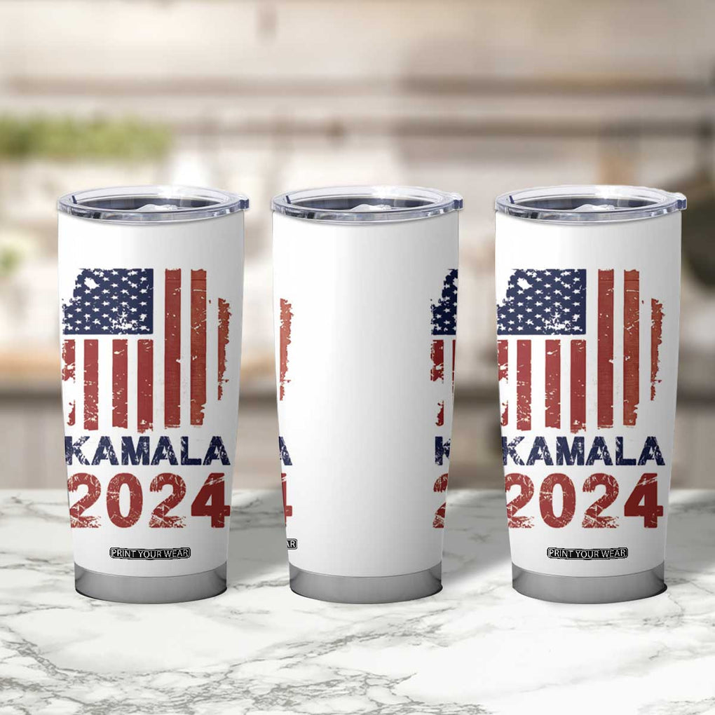 Kamala 2024 Tumbler Cup Madam President Fans Of Harris Gift Retro American USA Flag TB10 Print Your Wear