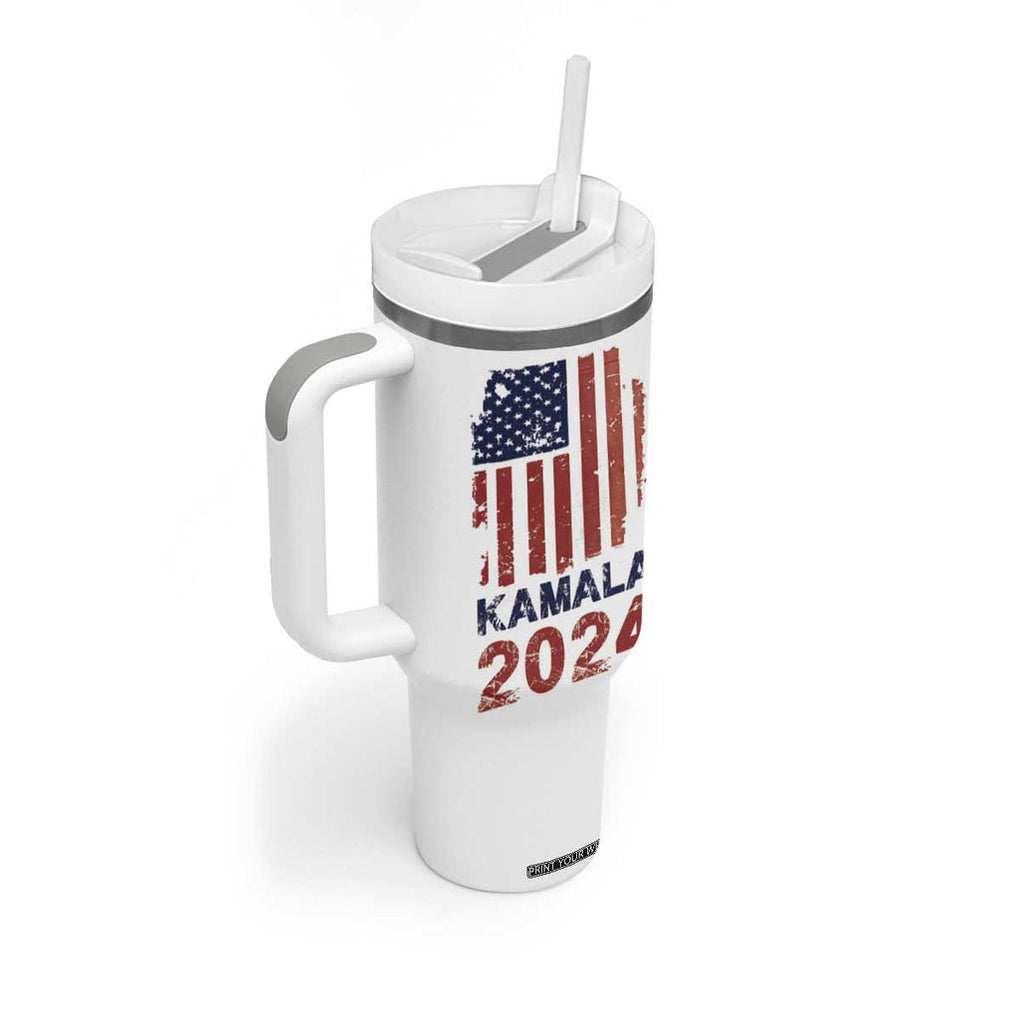 Kamala 2024 Tumbler With Handle Madam President Fans Of Harris Gift Retro American USA Flag TB10 Print Your Wear
