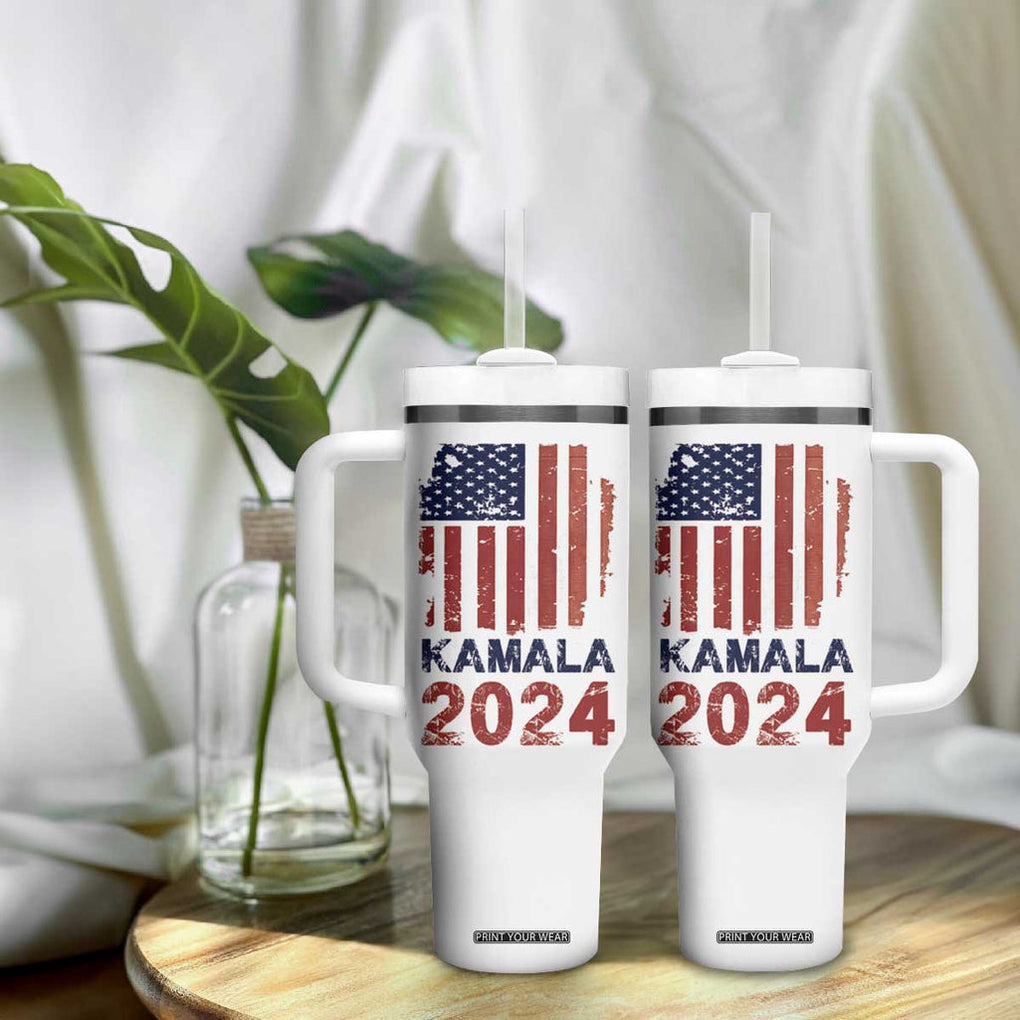 Kamala 2024 Tumbler With Handle Madam President Fans Of Harris Gift Retro American USA Flag TB10 Print Your Wear
