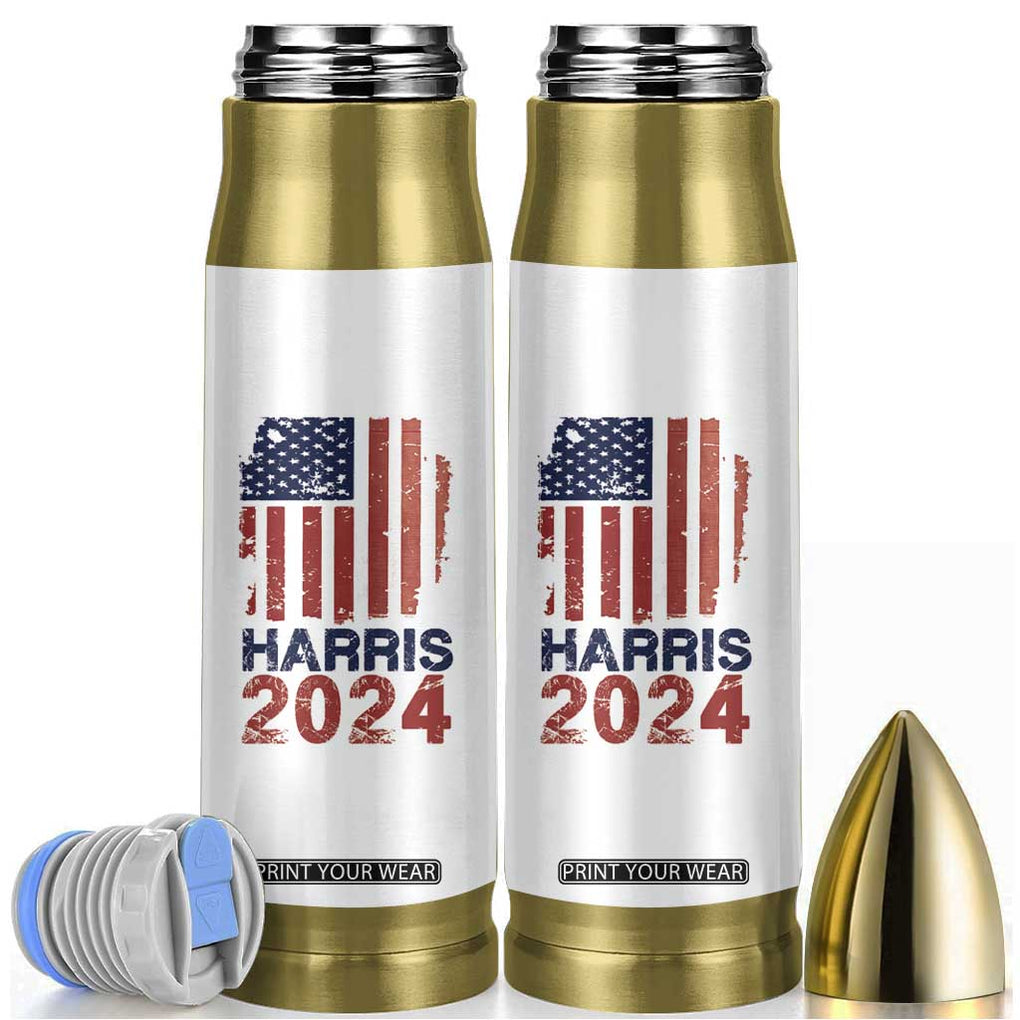 Harris 2024 Bullet Tumbler Kamala Madam Vice President Fans Of Harris Gift Retro American USA Flag TB10 White Print Your Wear