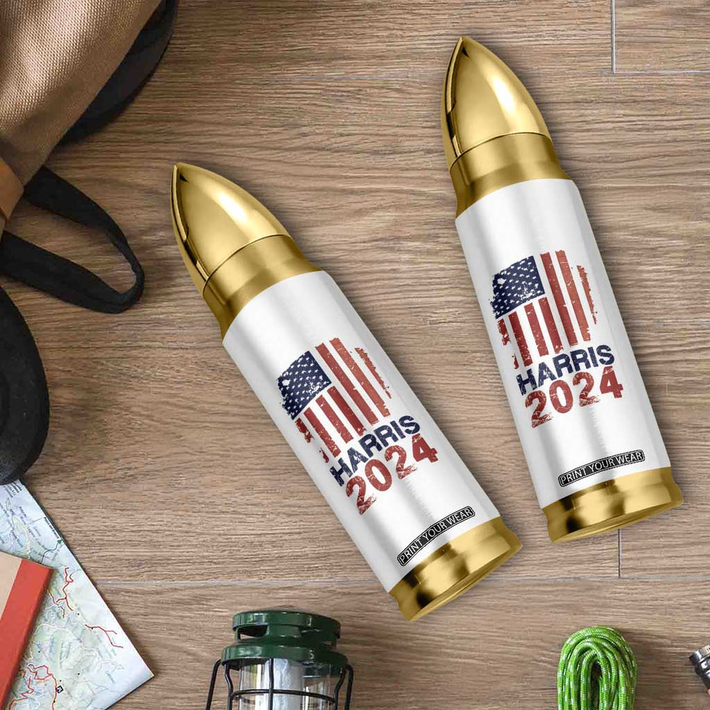 Harris 2024 Bullet Tumbler Kamala Madam Vice President Fans Of Harris Gift Retro American USA Flag TB10 Print Your Wear