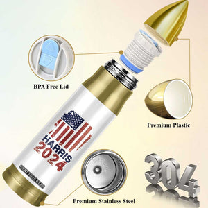 Harris 2024 Bullet Tumbler Kamala Madam Vice President Fans Of Harris Gift Retro American USA Flag TB10 Print Your Wear