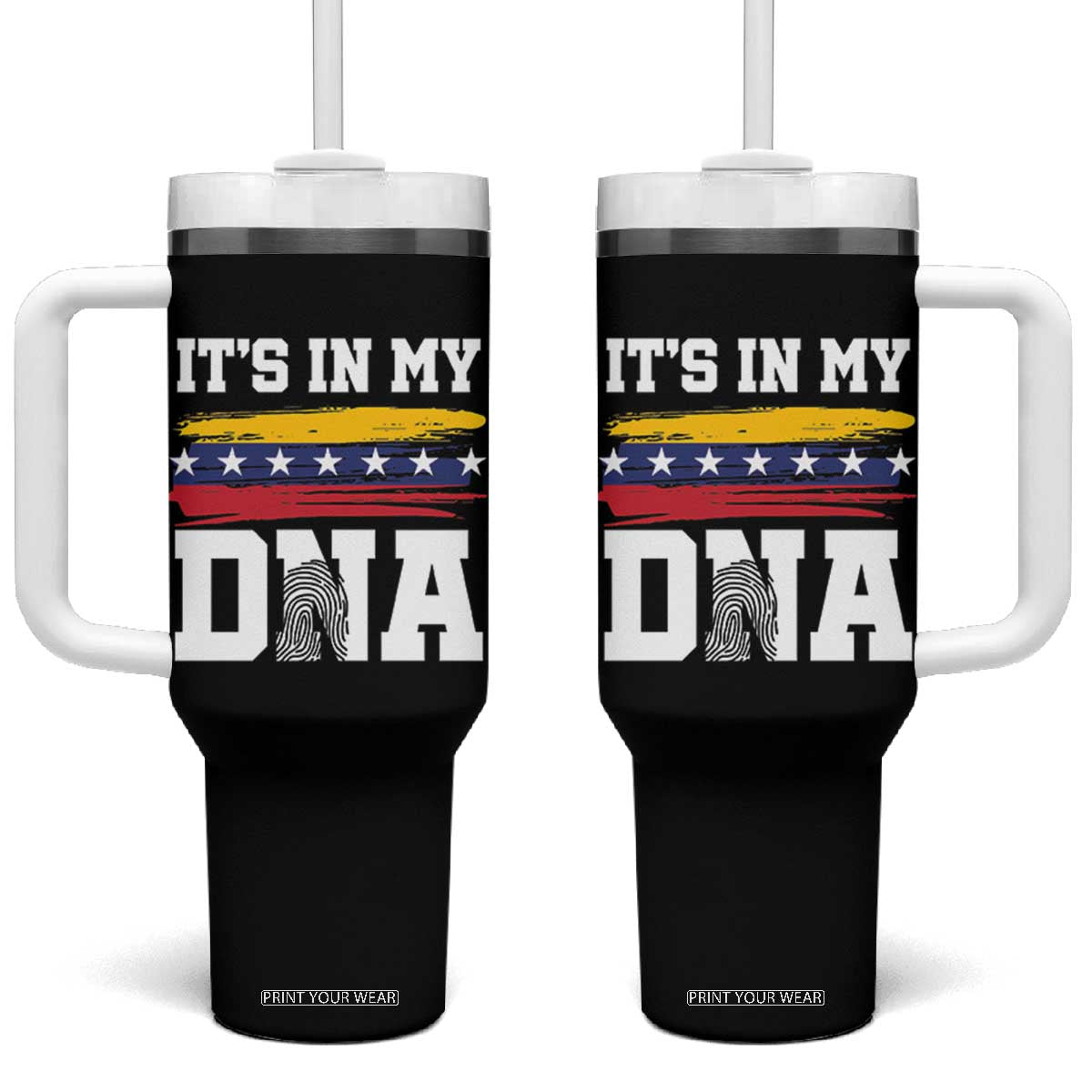 Venezuelan Blood Inside Me Tumbler With Handle Its In My DNA Venezuela Flag Heritage Pride TB10 One Size: 40 oz Black Print Your Wear