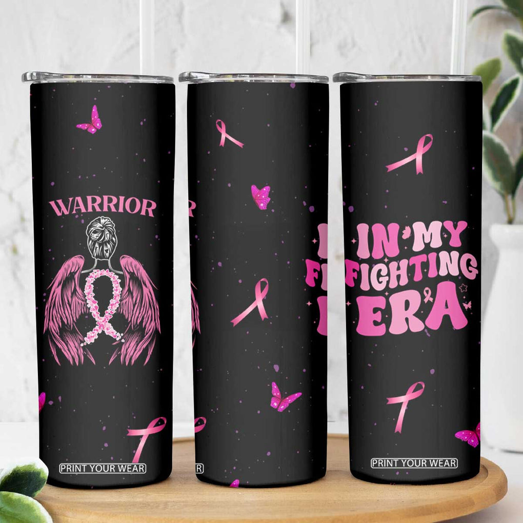 Breast Cancer Warrior Support Squad Skinny Tumbler In My Fighting Era Cancer Care Gifts for Woman Pink Ribbon TB10 Print Your Wear