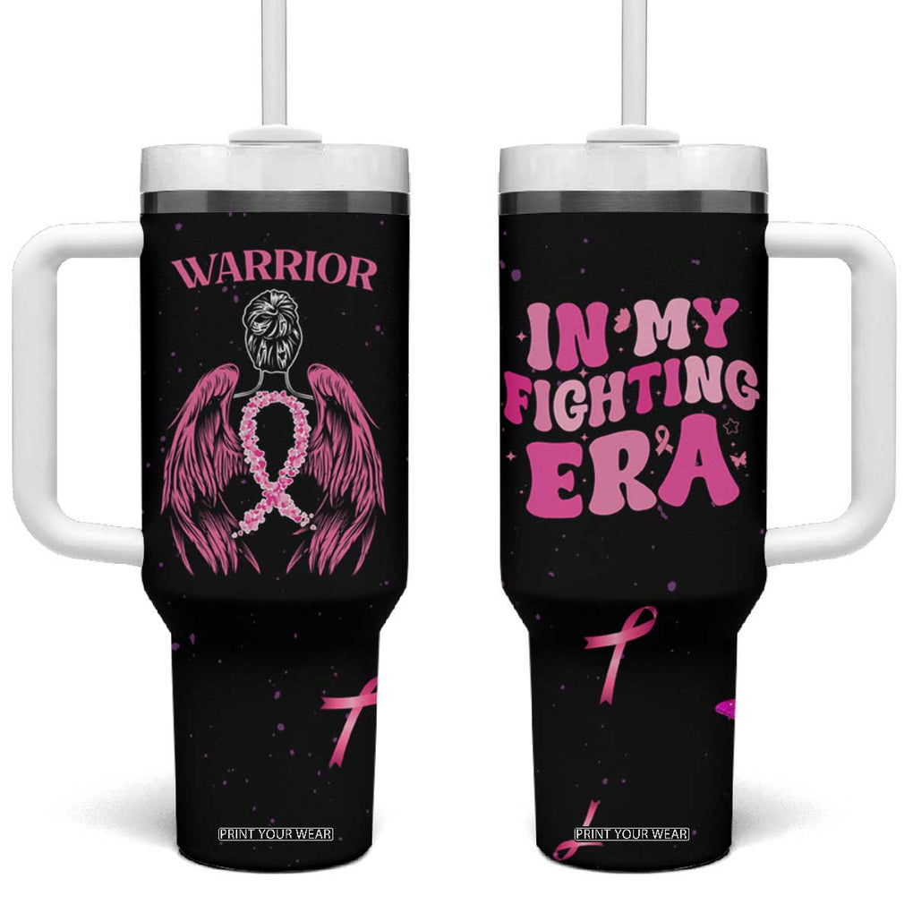 Breast Cancer Warrior Support Squad Tumbler With Handle In My Fighting Era Cancer Care Gifts for Woman Pink Ribbon TB10 One Size: 40 oz Black Print Your Wear