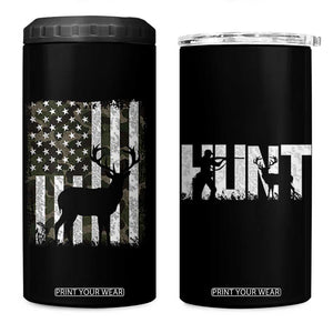 Deer American Flag 4 in 1 Can Cooler Tumbler Whitetail Elk Buck Camo Hunting Hunter Dad TB10 One Size: 16 oz Black Print Your Wear