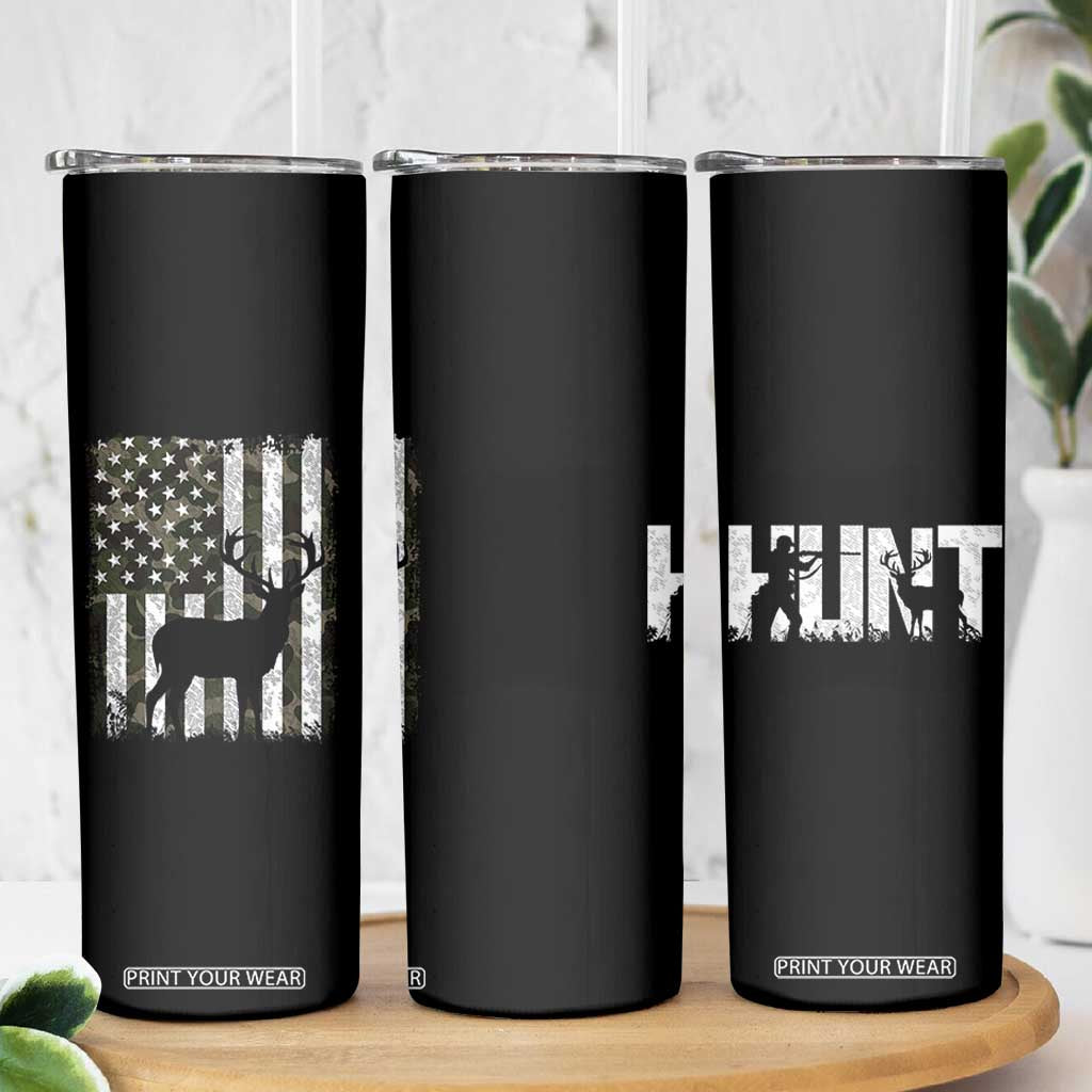 Deer American Flag Skinny Tumbler Whitetail Elk Buck Camo Hunting Hunter Dad TB10 Print Your Wear