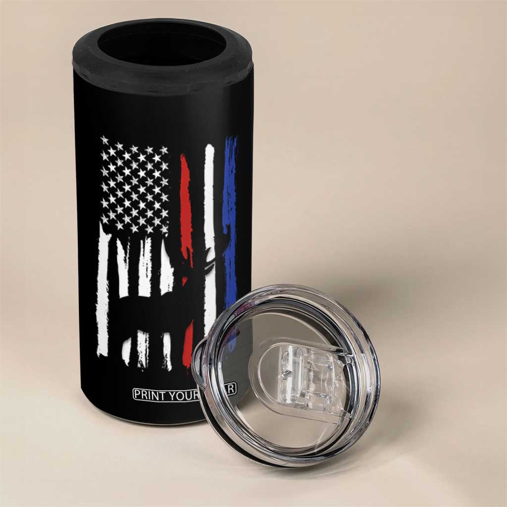 Hunting Gifts For Men 4 in 1 Can Cooler Tumbler Id Rather Be In The Woods Deer Hunting American Flag TB10 Print Your Wear