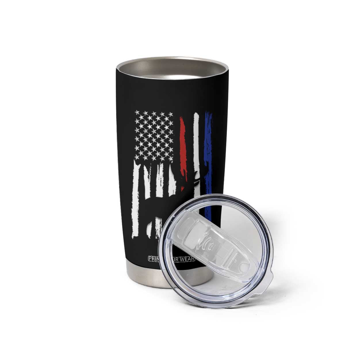 Hunting Gifts For Men Tumbler Cup Id Rather Be In The Woods Deer Hunting American Flag TB10 Print Your Wear