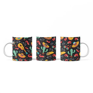 Mexican Coffee Mug Hot Sombrero Cactus Guitar Black Mexican Fiesta Cinco De Mayo TB10 Print Your Wear