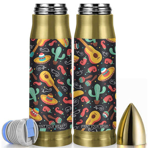Mexican Bullet Tumbler Hot Sombrero Cactus Guitar Black Mexican Fiesta Cinco De Mayo TB10 Black Print Your Wear