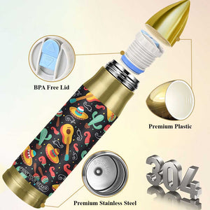 Mexican Bullet Tumbler Hot Sombrero Cactus Guitar Black Mexican Fiesta Cinco De Mayo TB10 Print Your Wear