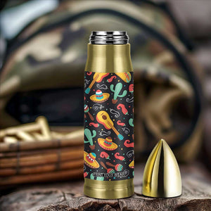 Mexican Bullet Tumbler Hot Sombrero Cactus Guitar Black Mexican Fiesta Cinco De Mayo TB10 Print Your Wear
