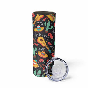 Mexican Skinny Tumbler Hot Sombrero Cactus Guitar Black Mexican Fiesta Cinco De Mayo TB10 Print Your Wear