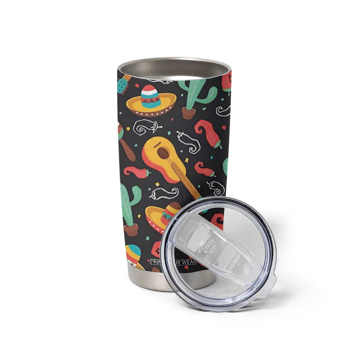 Mexican Tumbler Cup Hot Sombrero Cactus Guitar Black Mexican Fiesta Cinco De Mayo TB10 Print Your Wear