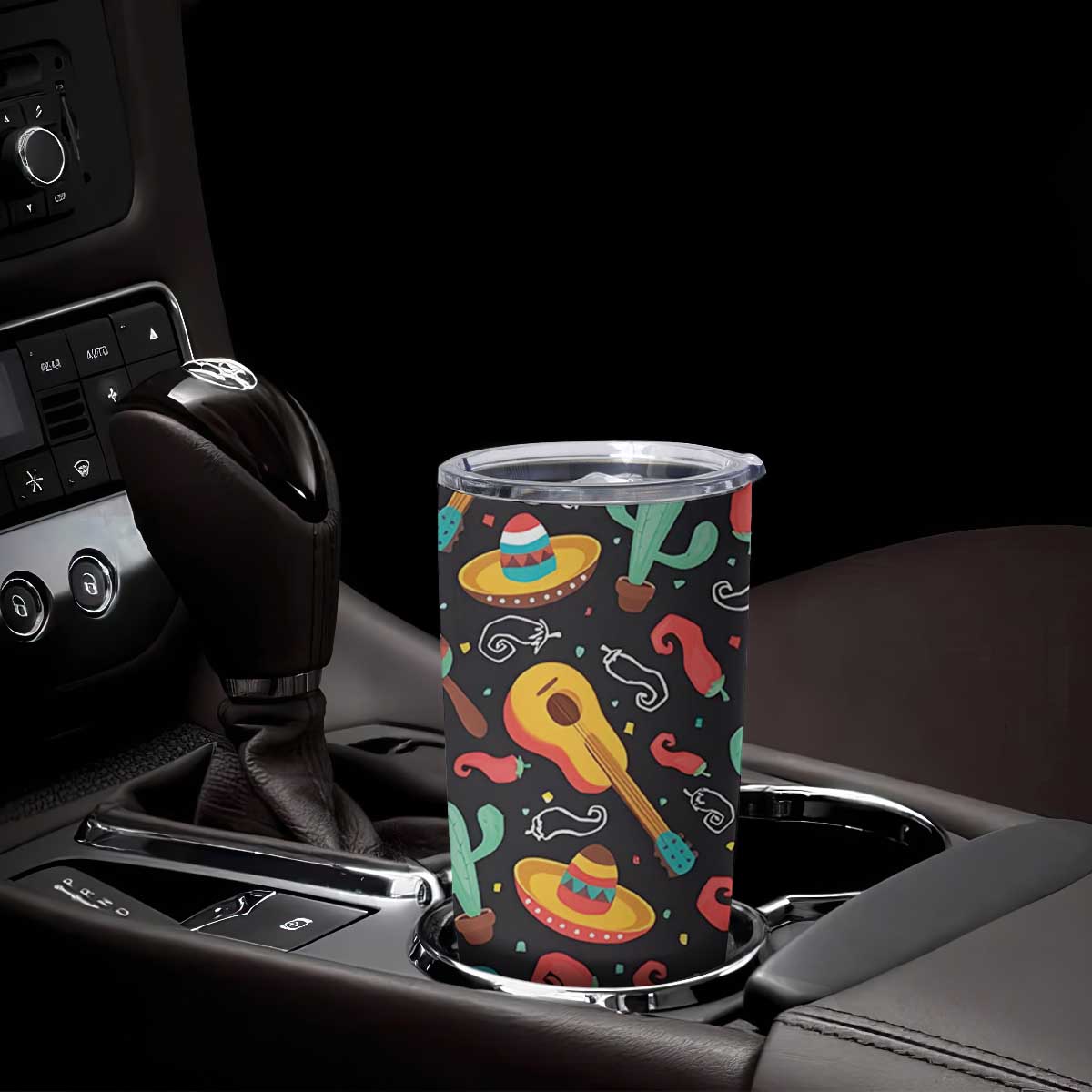 Mexican Tumbler Cup Hot Sombrero Cactus Guitar Black Mexican Fiesta Cinco De Mayo TB10 Print Your Wear