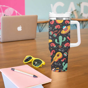 Mexican Tumbler With Handle Hot Sombrero Cactus Guitar Black Mexican Fiesta Cinco De Mayo TB10 Print Your Wear