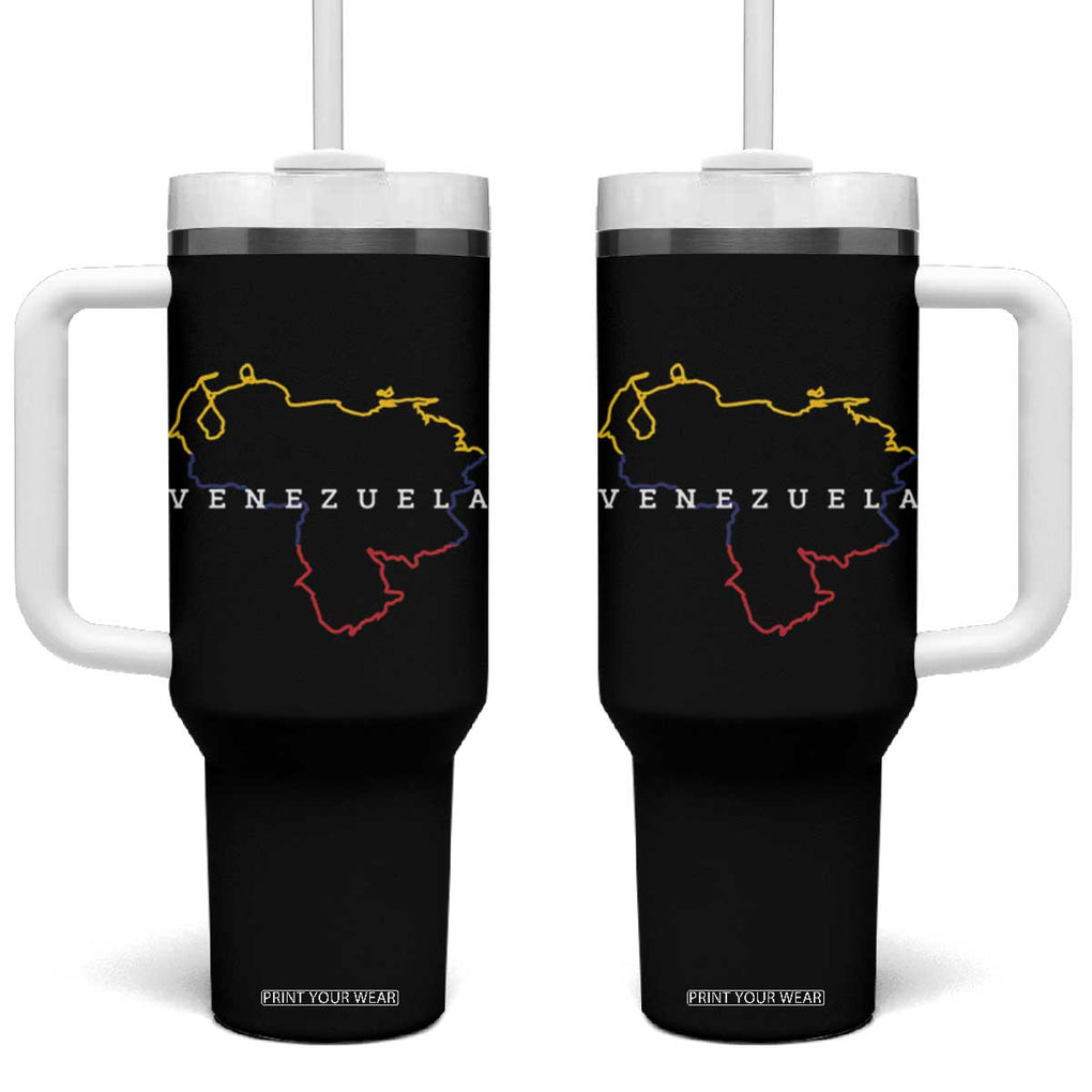 Venezuela Tumbler With Handle Mapa De Venezuela Flag Minimalist Venezolanos Venezuelan Travel Mug TB10 One Size: 40 oz Black Print Your Wear
