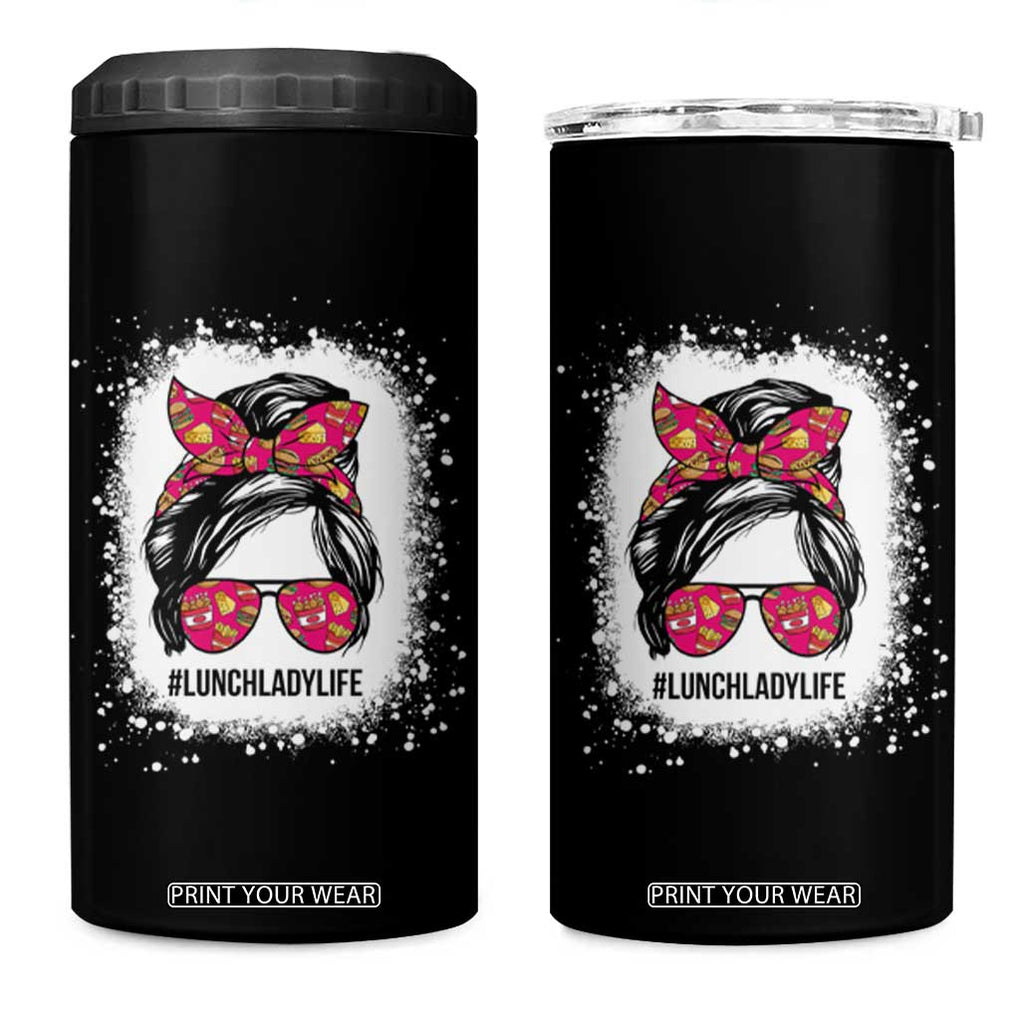 Lunch Lady Life 4 in 1 Can Cooler Tumbler Messy Hair Woman TB10 One Size: 16 oz Black Print Your Wear