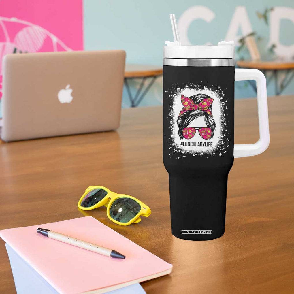 Lunch Lady Life Tumbler With Handle Messy Hair Woman TB10 Print Your Wear