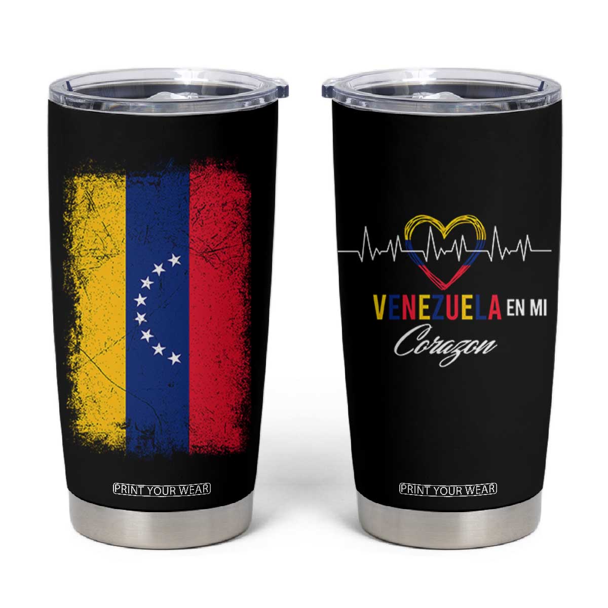 Venezuelan Pride Tumbler Cup Venezuela Flag Heritage Venezuela En Mi Corazon TB10 Black Print Your Wear