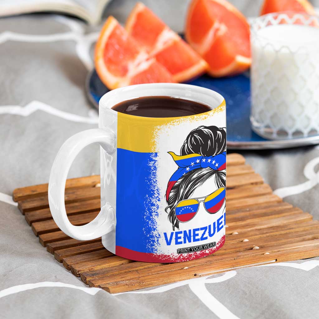 Venezuelan Girl Coffee Mug Messy Bun Venezuela Flag Heritage Venezuelan Women Girls TB10 Print Your Wear