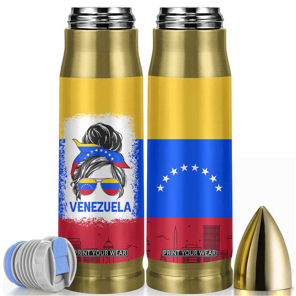 Venezuelan Girl Bullet Tumbler Messy Bun Venezuela Flag Heritage Venezuelan Women Girls TB10 Multicolor Print Your Wear