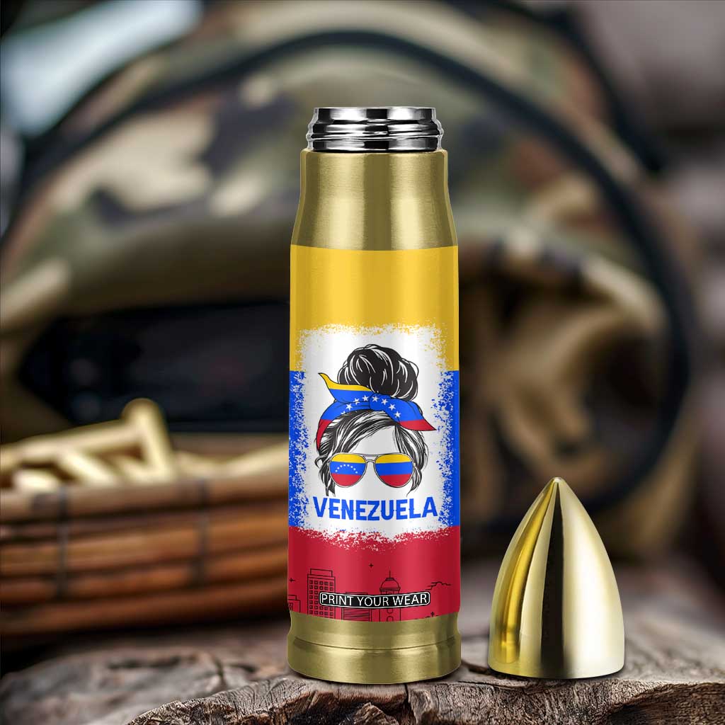 Venezuelan Girl Bullet Tumbler Messy Bun Venezuela Flag Heritage Venezuelan Women Girls TB10 Print Your Wear