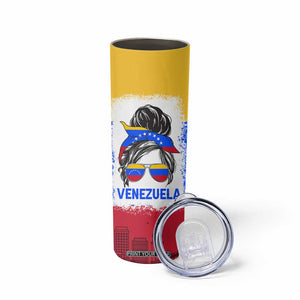 Venezuelan Girl Skinny Tumbler Messy Bun Venezuela Flag Heritage Venezuelan Women Girls TB10 Print Your Wear