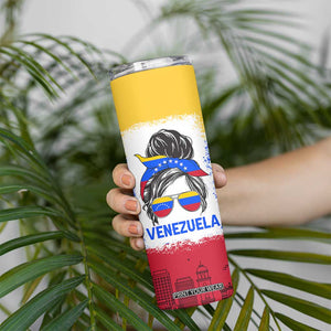 Venezuelan Girl Skinny Tumbler Messy Bun Venezuela Flag Heritage Venezuelan Women Girls TB10 Print Your Wear