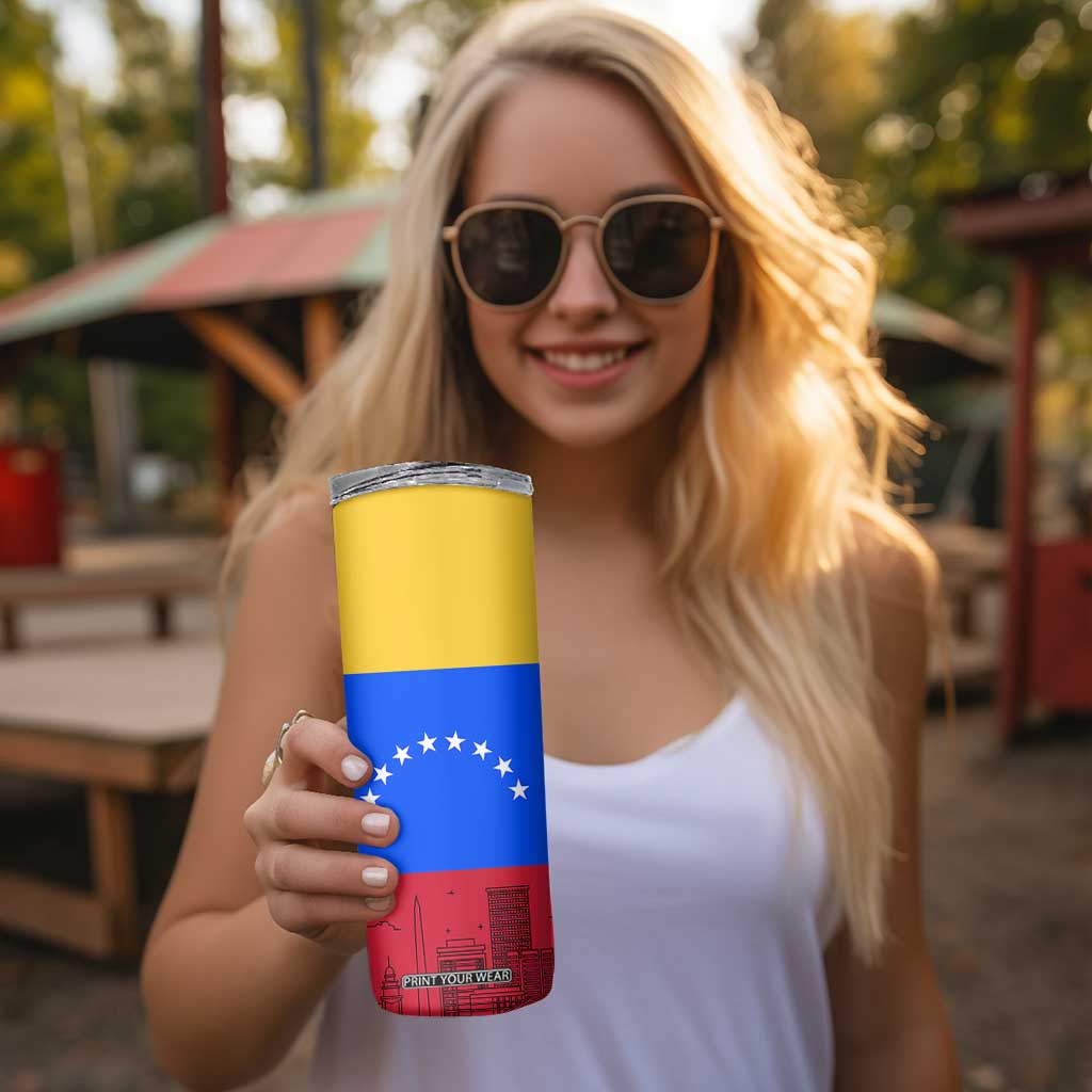 Venezuelan Girl Skinny Tumbler Messy Bun Venezuela Flag Heritage Venezuelan Women Girls TB10 Print Your Wear