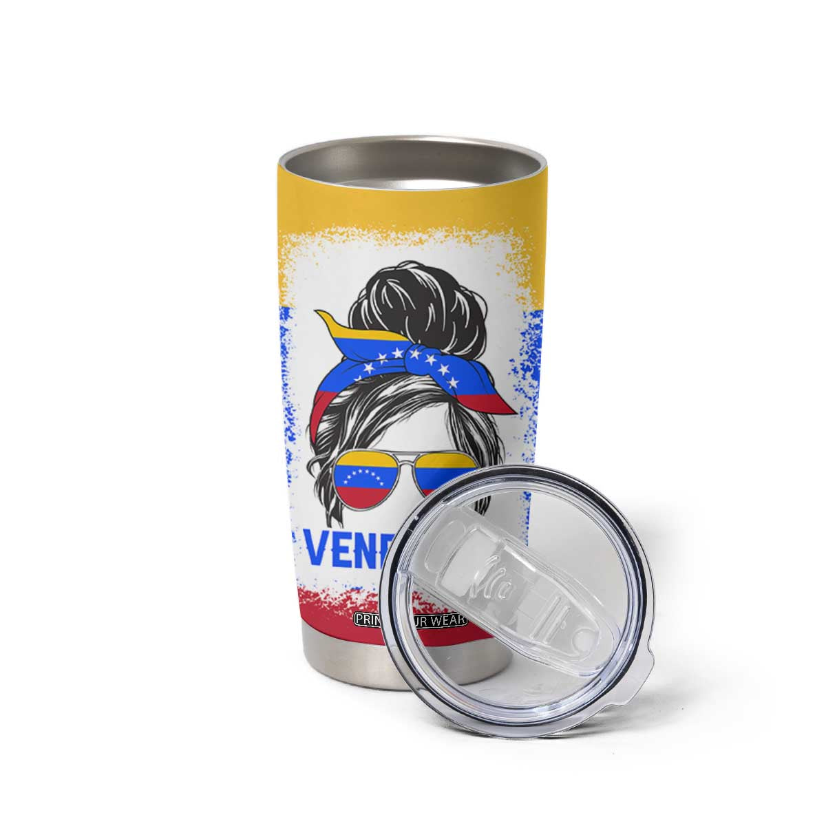 Venezuelan Girl Tumbler Cup Messy Bun Venezuela Flag Heritage Venezuelan Women Girls TB10 Print Your Wear