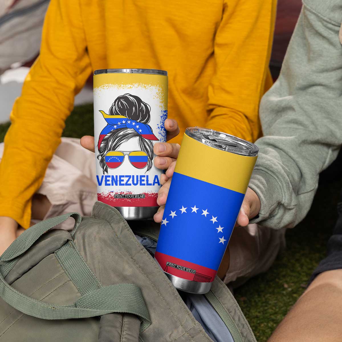Venezuelan Girl Tumbler Cup Messy Bun Venezuela Flag Heritage Venezuelan Women Girls TB10 Print Your Wear