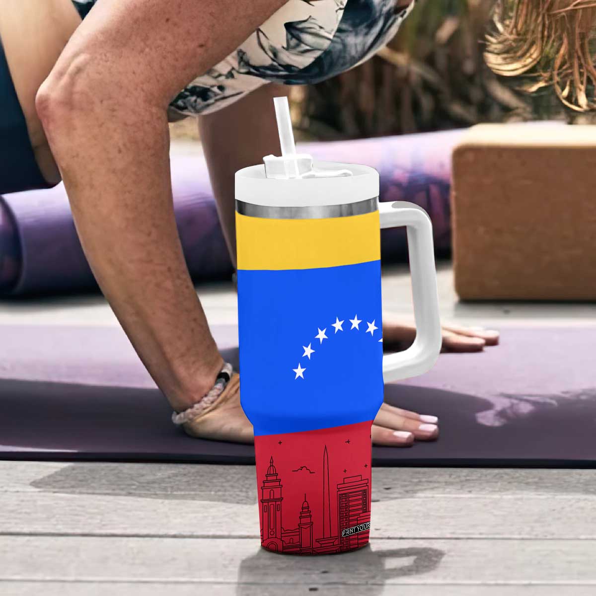 Venezuelan Girl Tumbler With Handle Messy Bun Venezuela Flag Heritage Venezuelan Women Girls TB10 Print Your Wear