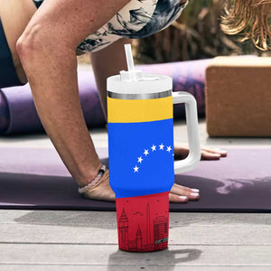 Venezuelan Girl Tumbler With Handle Messy Bun Venezuela Flag Heritage Venezuelan Women Girls TB10 Print Your Wear