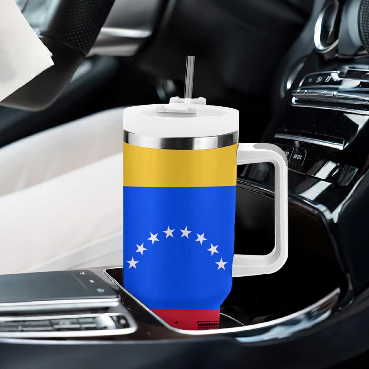 Venezuelan Girl Tumbler With Handle Messy Bun Venezuela Flag Heritage Venezuelan Women Girls TB10 Print Your Wear