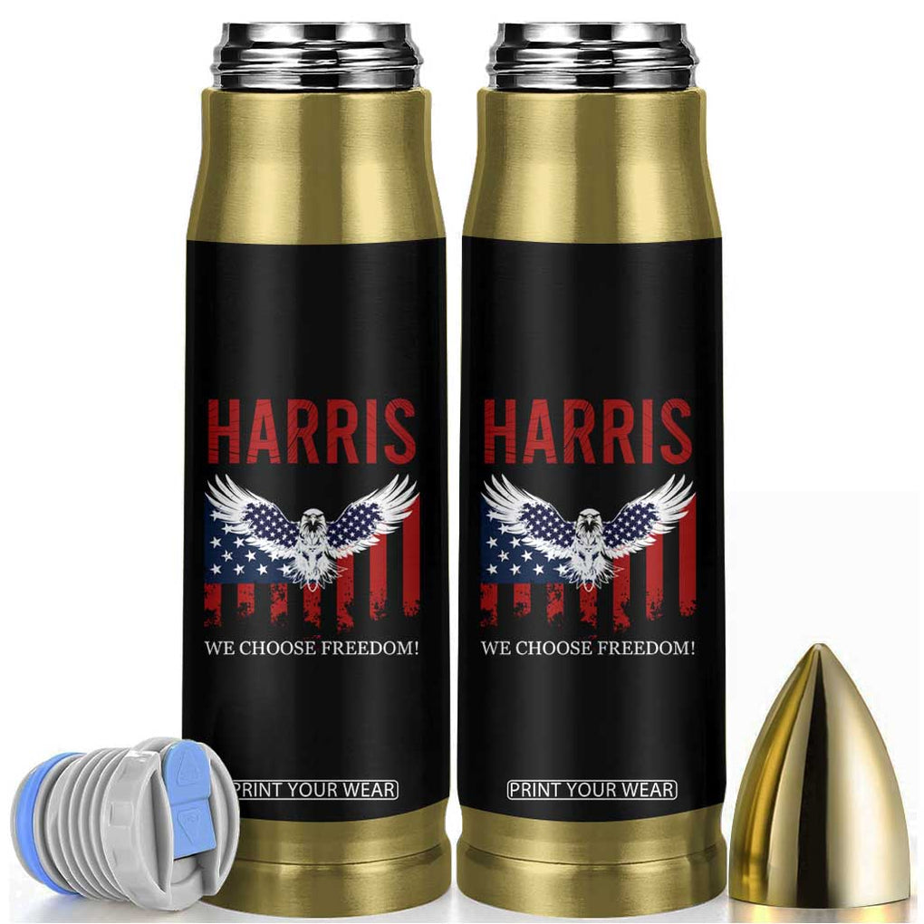 Harris 2024 Election Bullet Tumbler We Choose Freedom Madam President US Flag Eagle TB10 Black Print Your Wear