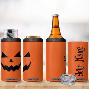 Personalized Halloween Pumpkin Face 4 in 1 Can Cooler Tumbler Custom Name Travel Coffee Cup Orange TB10 Print Your Wear