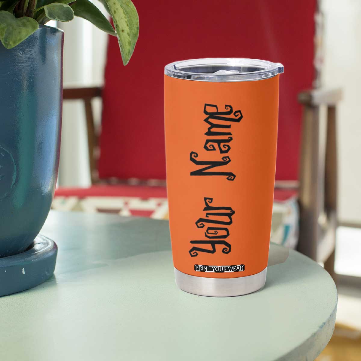 Personalized Halloween Pumpkin Face Tumbler Cup Custom Name Travel Coffee Cup Orange TB10 Print Your Wear