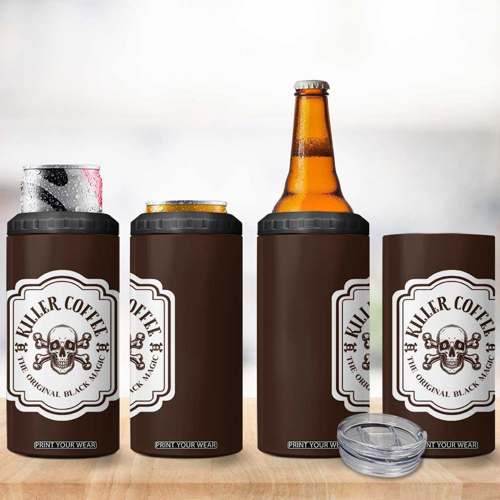 Skull Coffee Lovers Gift 4 in 1 Can Cooler Tumbler Halloween Skeleton Killer TB10 Print Your Wear